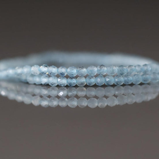 2mm AAA Milky Aquamarine Beads Micro Faceted 13" Raw Genuine Gemstone Beads for Jewelry Making Beading Craft Gift Beads March Birthstone