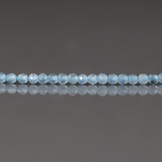 2mm Milky Aquamarine Beads - Tiny Faceted Round Natural Gemstone 13" Strand