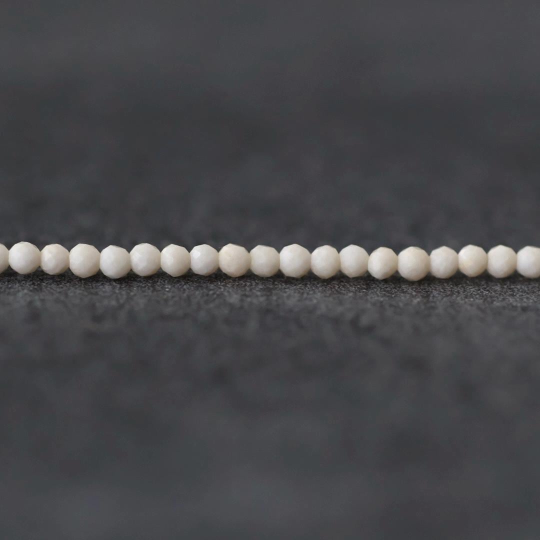 2mm Milky White River Stone Beads Faceted Round Riverstone 15" Natural Gemstone for DIY Jewelry Making Beading Supplies