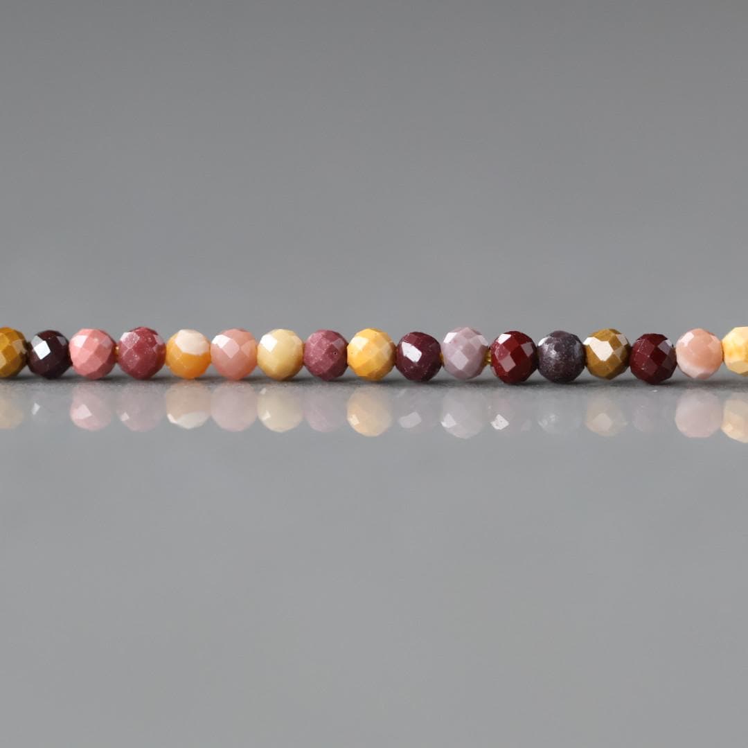 2mm Mookaite Jasper Beads ‚Äì Tiny Faceted Round Natural Gemstone 15" Strand