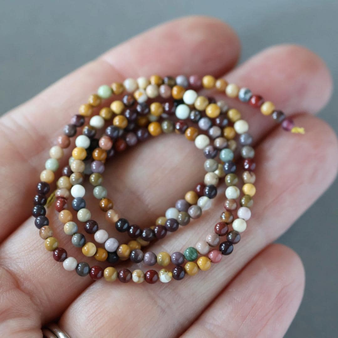2mm Mookaite Jasper Beads ‚Äì Tiny Smooth Round Natural Gemstone 15" Strand