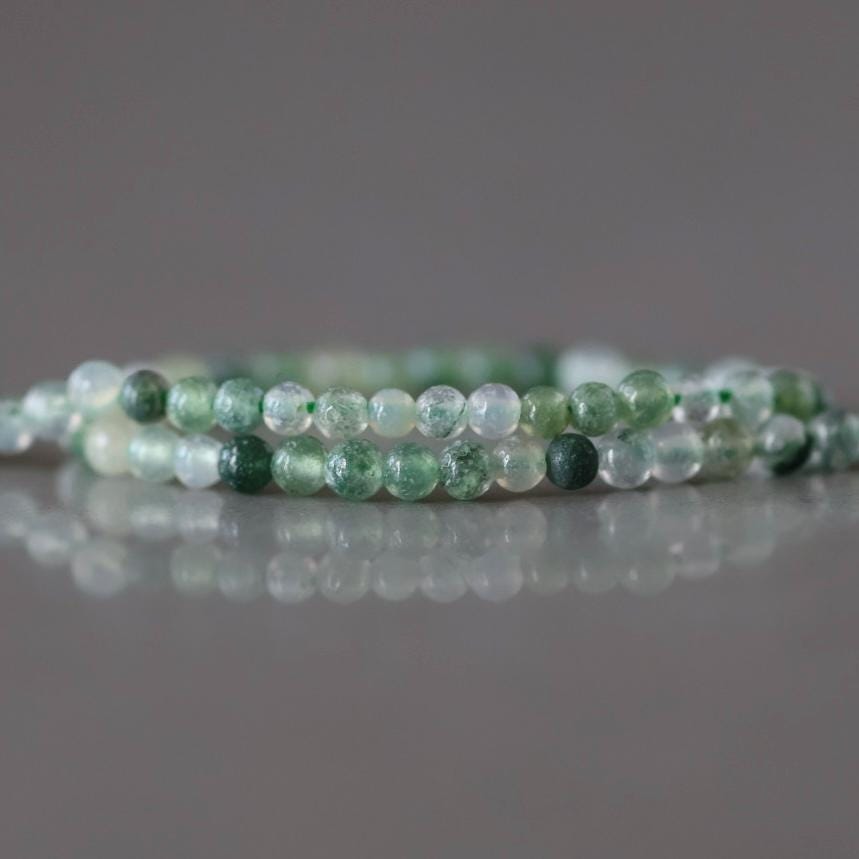 2mm Moss Agate Beads ‚Äì Tiny Smooth Round Natural Gemstone 15" Strand