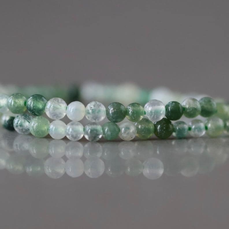2mm Moss Agate Beads ‚Äì Tiny Smooth Round Natural Gemstone 15" Strand