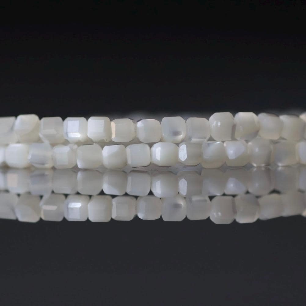 2mm Natural Mother of Pearl Beads Cube MOP Genuine Shell Beads 15" Gemstone Jewelry Making Gift for crafter