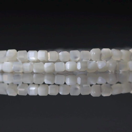 2mm Natural Mother of Pearl Beads Cube MOP Genuine Shell Beads 15" Gemstone Jewelry Making Gift for crafter