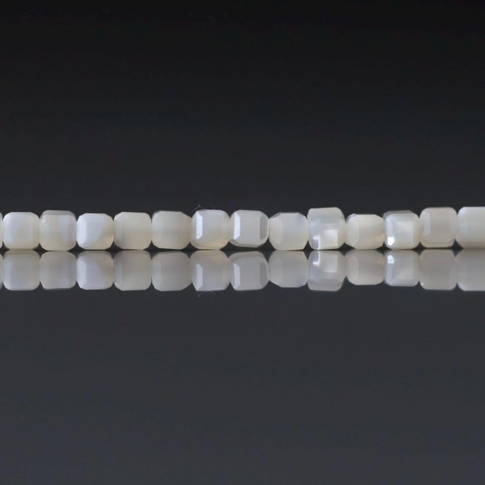 2mm Mother of Pearl Beads ‚Äì Tiny Cube Natural Gemstone 15" Strand