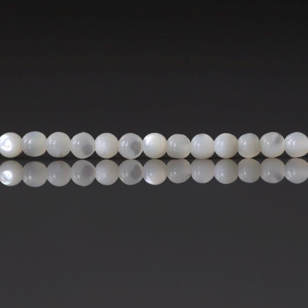 2mm Natural Mother of Pearl Beads Smooth MOP Genuine Shell Beads 15" Gemstone Jewelry Making Gift for crafter