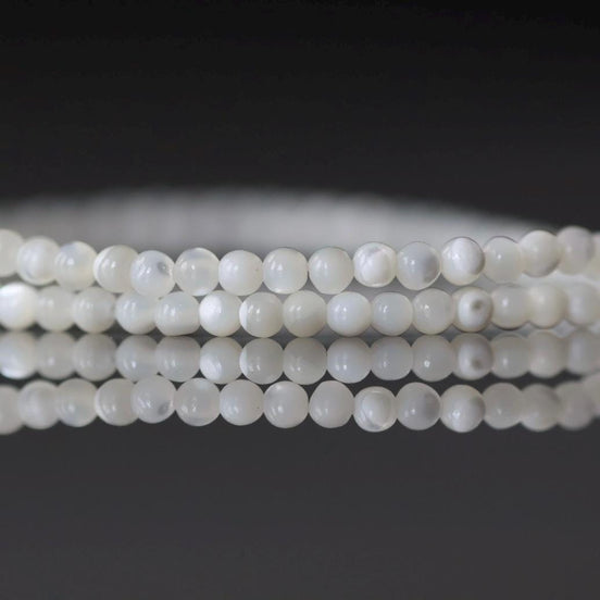 2mm Natural Mother of Pearl Beads Smooth MOP Genuine Shell Beads 15" Gemstone Jewelry Making Gift for crafter