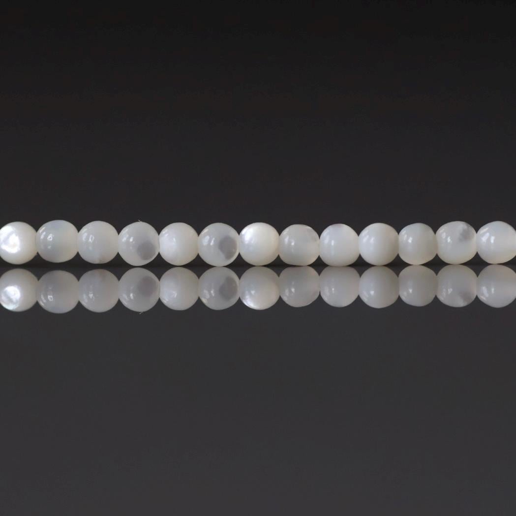 2mm Mother of Pearl Beads – Tiny Smooth Round Natural Gemstone 15" Strand