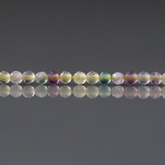 2mm Multi Fluorite Micro Faceted Beads 15" Multi Color Genuine Gemstone Tiny Small Beads for Jewelry Making Beading Craft Gift