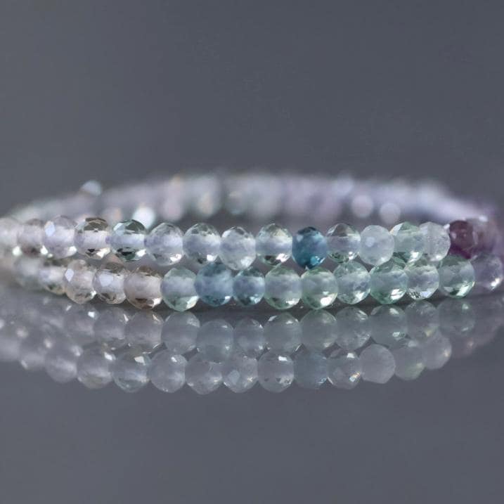 2mm Multi Fluorite Beads ‚Äì Tiny Faceted Round Natural Gemstone 15" Strand