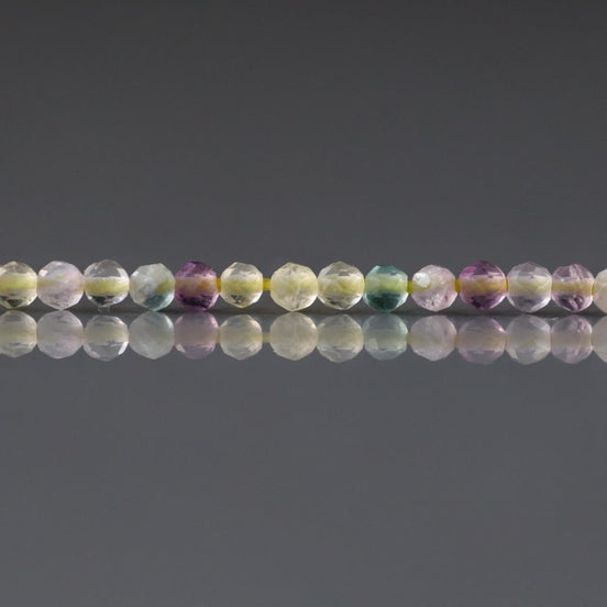 2mm Multi Fluorite Beads - Tiny Faceted Round Natural Gemstone 15" Strand