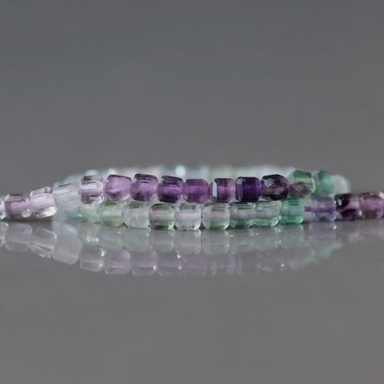 2mm AAA Multi Fluorite Beads Faceted Cube Beads 15" Multi Color Genuine Gemstone Tiny Small Beads for Jewelry Making Beading Craft Gift