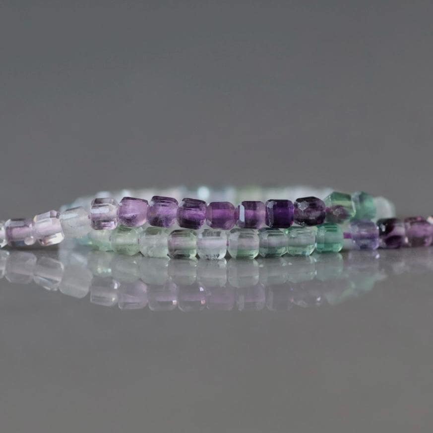 2mm Multi Fluorite Cube Beads ‚Äì Tiny Faceted Cube Natural Gemstone 15" Strand