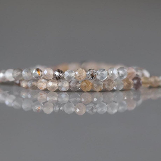 2mm Multi Moonstone Beads ‚Äì Tiny Faceted Round Natural Gemstone 15" Strand
