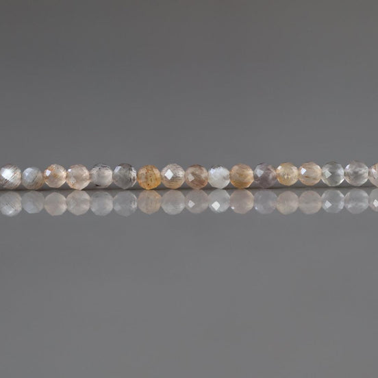 2mm Multi Moonstone Beads ‚Äì Tiny Faceted Round Natural Gemstone 15" Strand