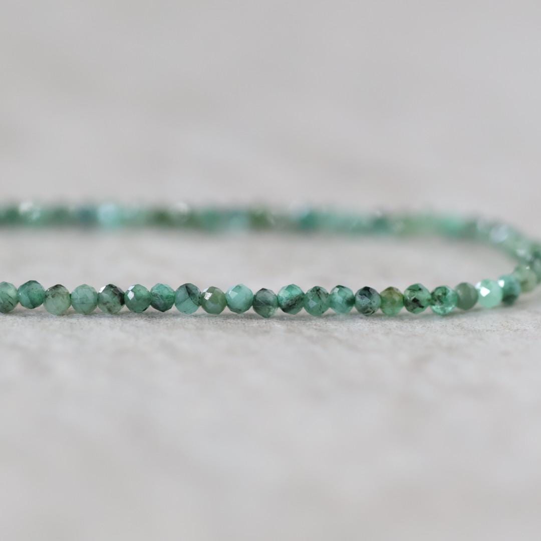 2mm Natural Emerald Beads Faceted Round 15” Raw Emerald Gemstone For FIY Jewelry Making Supplies Beading