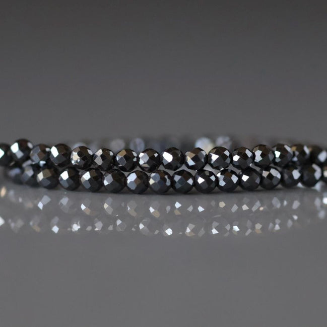 2mm 100% Natural Hematite Micro Faceted Beads Genuine Sparkly Beads 15" Gemstone Beads for DIY Jewelry Making Crafter Gift