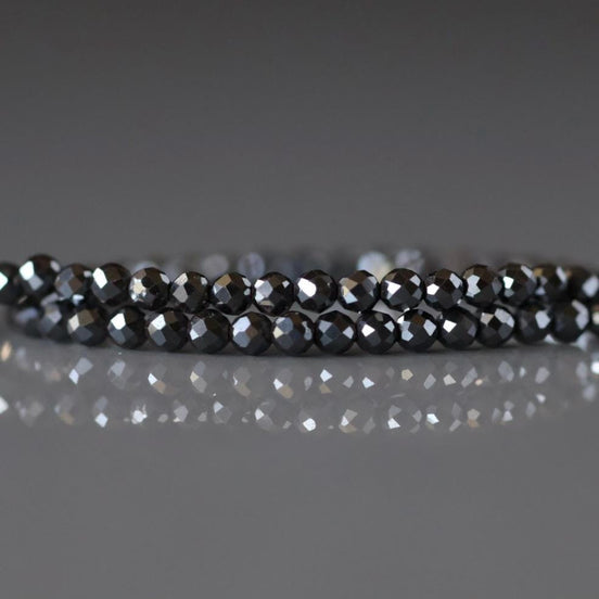 2mm 100% Natural Hematite Micro Faceted Beads Genuine Sparkly Beads 15" Gemstone Beads for DIY Jewelry Making Crafter Gift