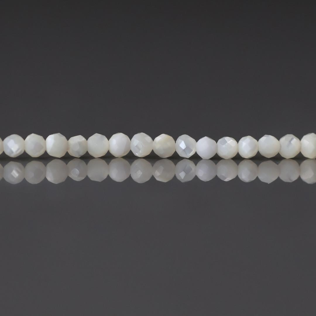 2mm Natural Mother of Pearl Faceted Beads MOP Genuine Shell Beads 15" Gemstone Jewelry Making Gift for crafter