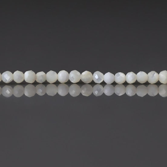 2mm Natural Mother of Pearl Faceted Beads MOP Genuine Shell Beads 15" Gemstone Jewelry Making Gift for crafter