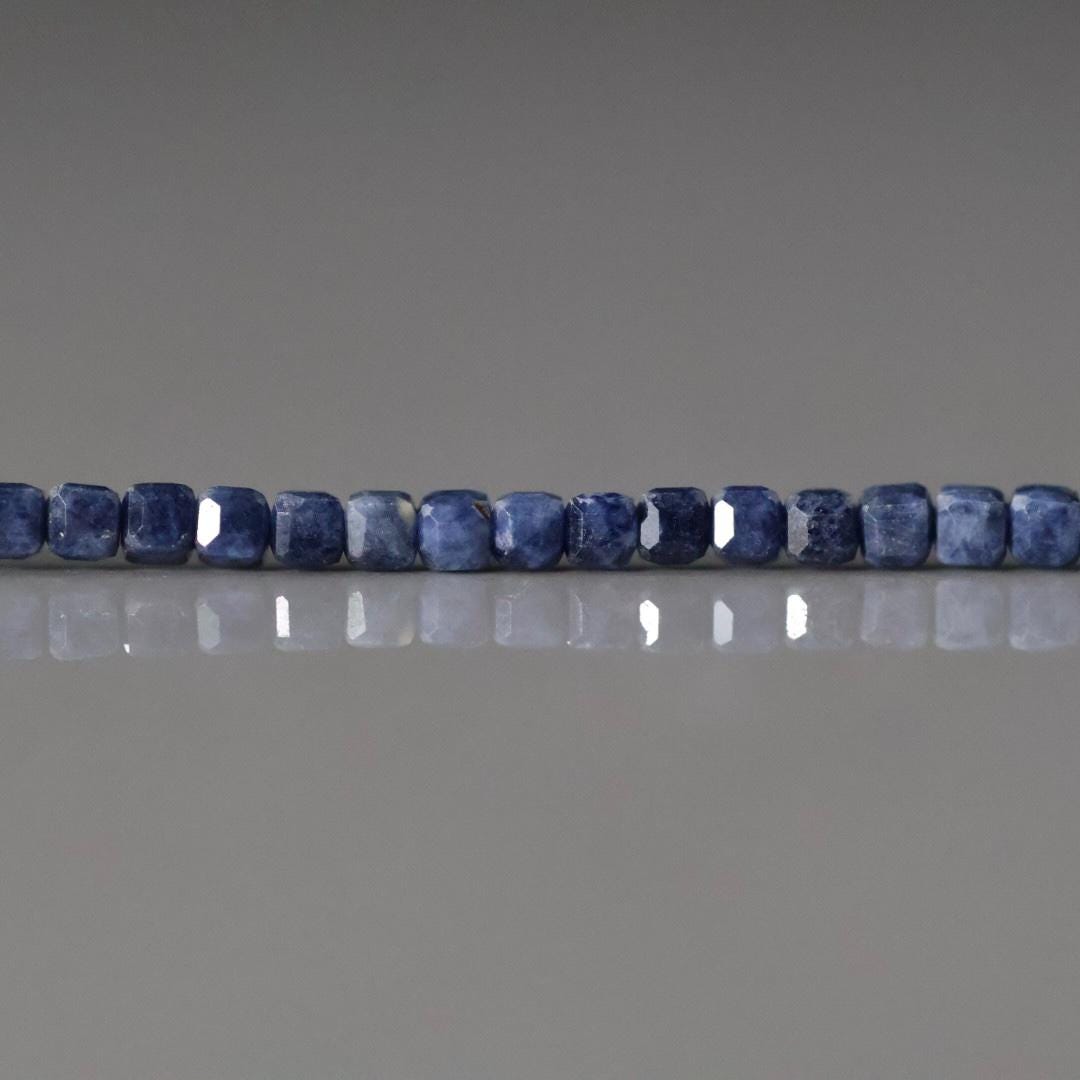 2mm AAA Natural Sapphire Cube Beads Faceted 6” Genuine Raw Blue Sapphire Gemstone Beads for DzIW Jewelry Making Gift September Birthstone