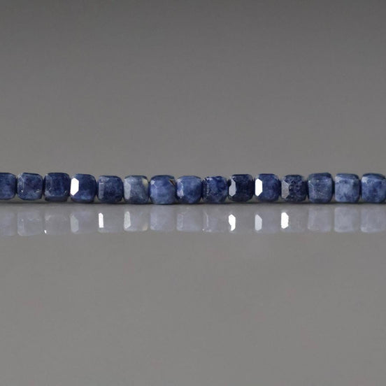 2mm AAA Natural Sapphire Cube Beads Faceted 6” Genuine Raw Blue Sapphire Gemstone Beads for DzIW Jewelry Making Gift September Birthstone