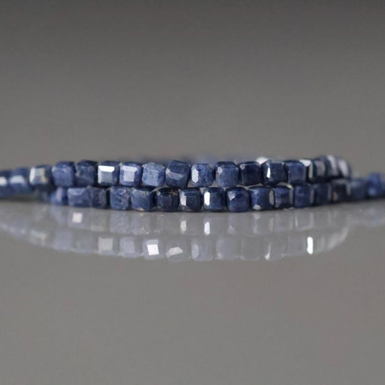 2mm AAA Natural Sapphire Cube Beads Faceted 6” Genuine Raw Blue Sapphire Gemstone Beads for DzIW Jewelry Making Gift September Birthstone
