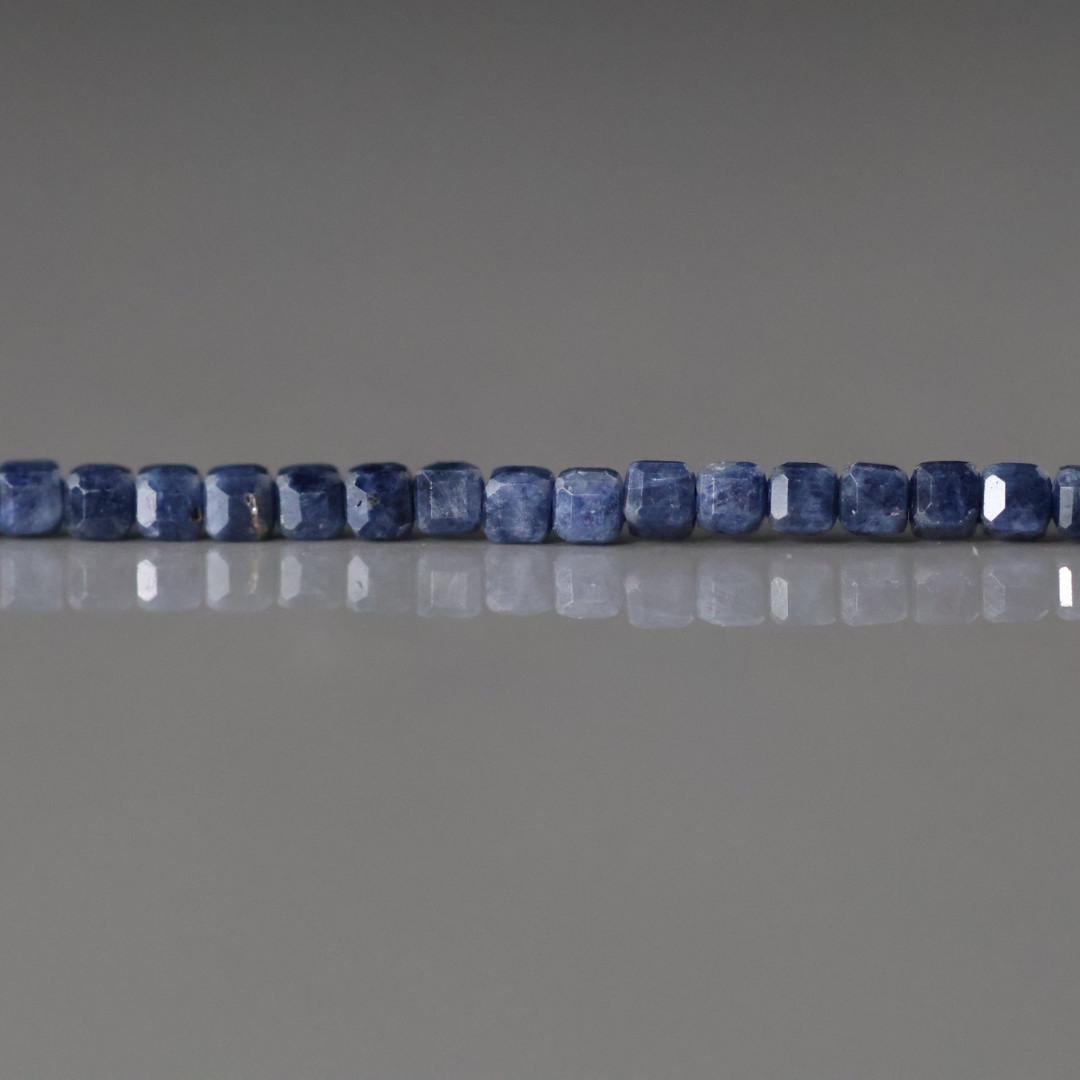 2mm Natural Sapphire Beads - Tiny Faceted Cube Natural Gemstone 6" Strand