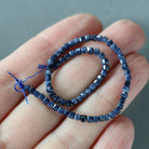 2mm Natural Sapphire Beads - Tiny Faceted Cube Natural Gemstone 6" Strand