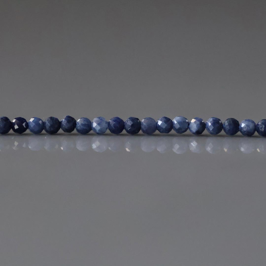 2mm Natural Sapphire Beads - Tiny Faceted Round Natural Gemstone 15" Strand