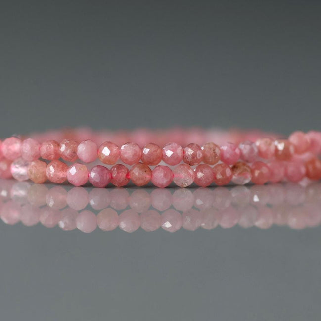 2mm Norwegian Thulite Beads Faceted Genuine Tiny Beads 15" Pink Gemstone Beads for Jewelry Making Beading Craft Gift Seed Beads