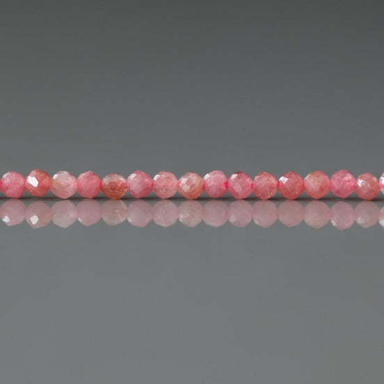 2mm Norwegian Thulite Beads Faceted Genuine Tiny Beads 15" Pink Gemstone Beads for Jewelry Making Beading Craft Gift Seed Beads