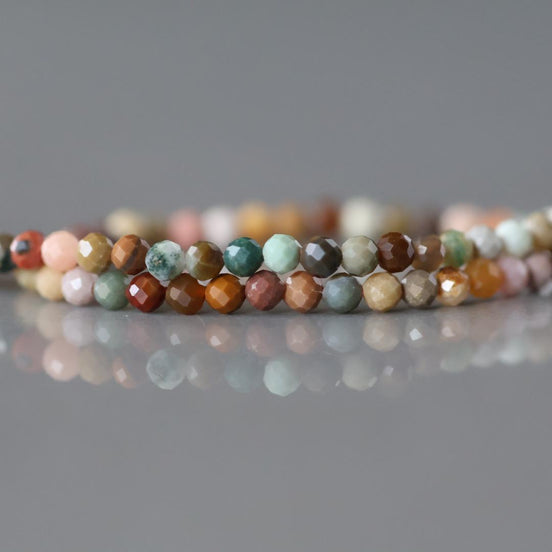 2mm Ocean Jasper Faceted Beads Genuine Small Tiny Fancy Jasper Beads 15" Gemstone Beads for Jewelry Making Beading Gift Crafter