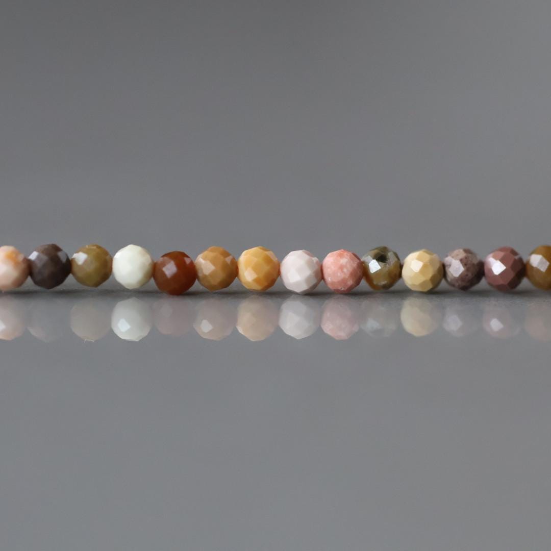 2mm Ocean Jasper Beads – Tiny Faceted Round Natural Gemstone 15" Strand