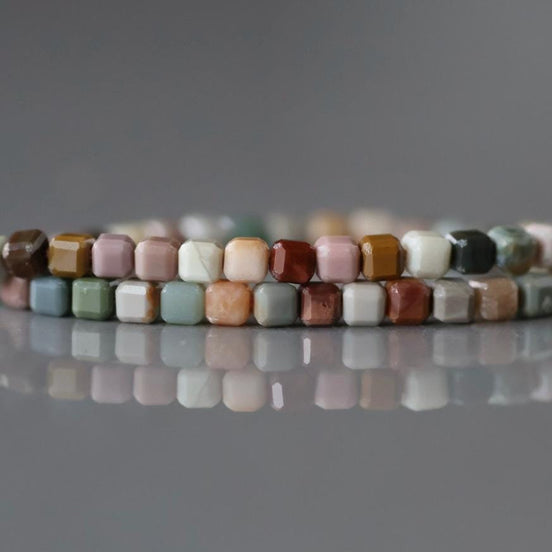 2mm Ocean Jasper Cube Beads Genuine Fancy Jasper Colorful Beads 15" Gemstone Beads for Jewelry Making