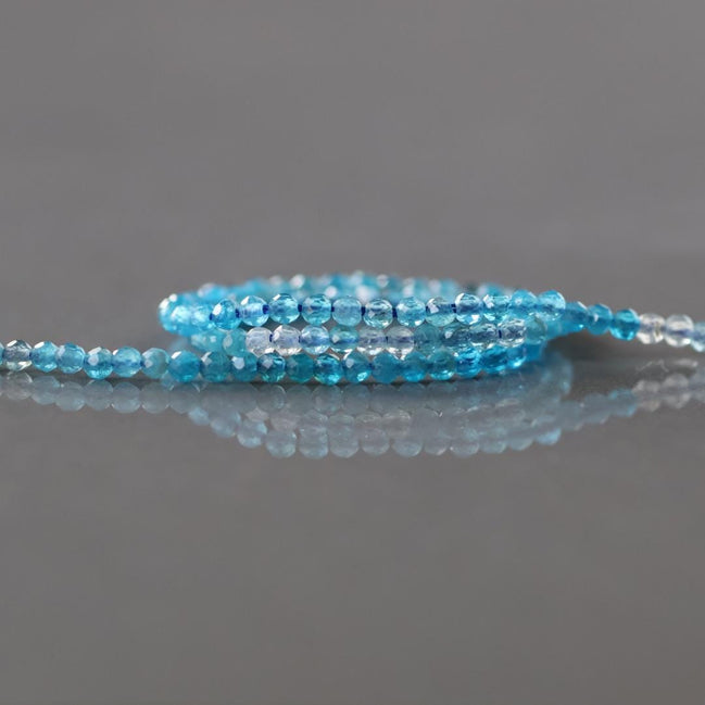 2mm Ombre Blue Apatite Faceted Beads 15" Genuine Gemstone Beads for Jewelry Making Beading Craft Gift Beads Tiny 2mm Seed Beads
