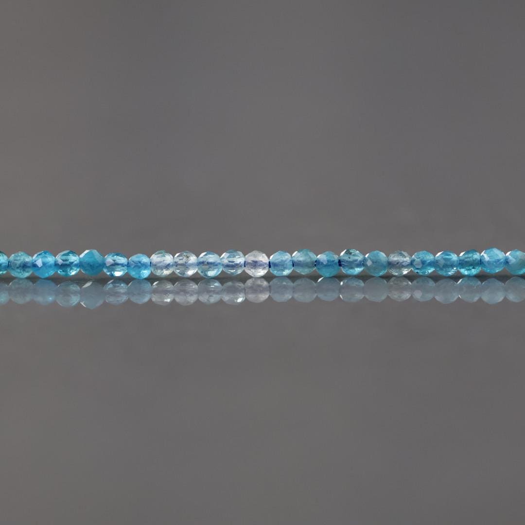 2mm Ombre Blue Apatite Beads ‚Äì Tiny Faceted Round Natural Gemstone 15" Strand
