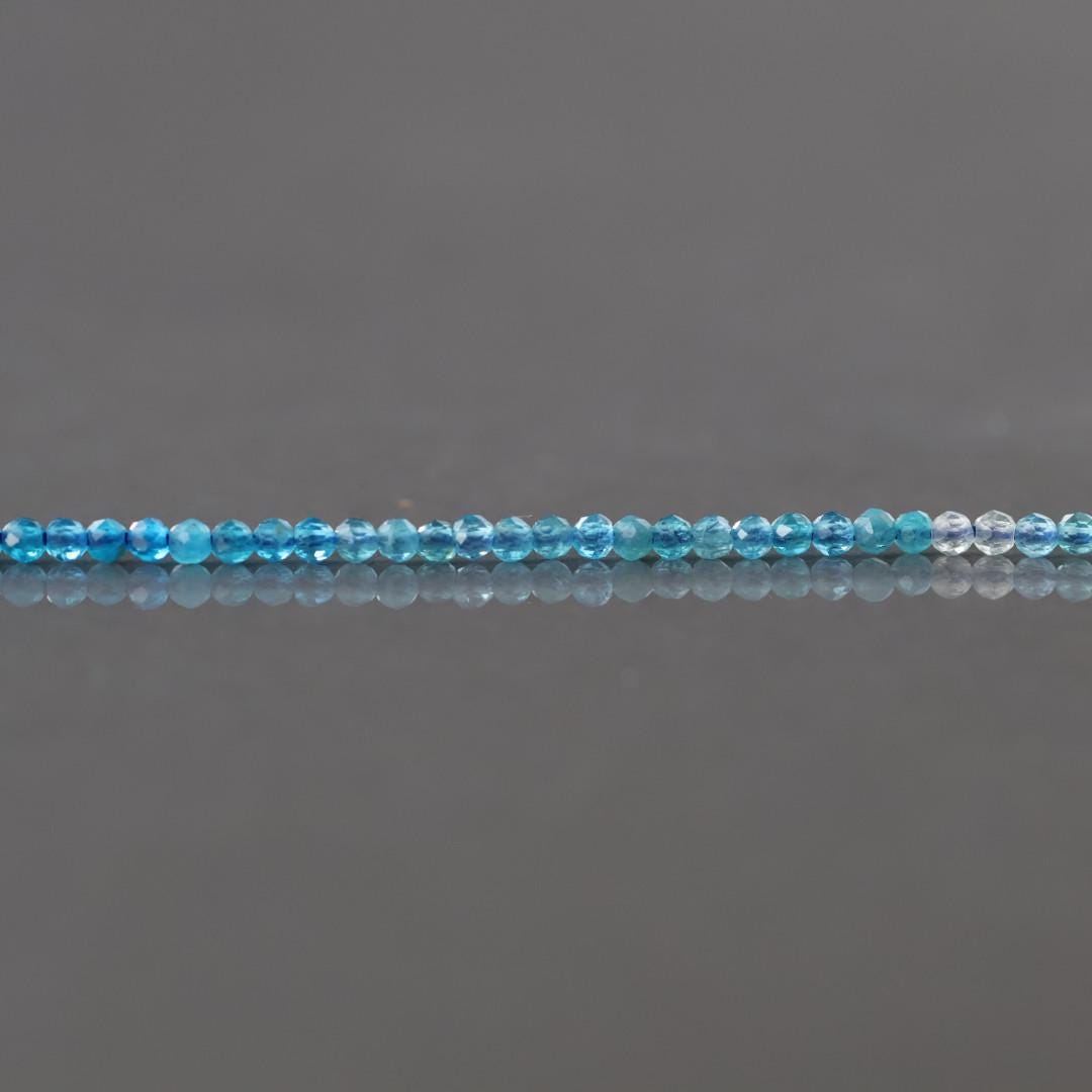 2mm Ombre Blue Apatite Beads ‚Äì Tiny Faceted Round Natural Gemstone 15" Strand
