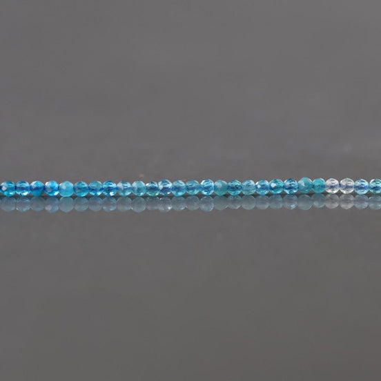 2mm Ombre Blue Apatite Beads ‚Äì Tiny Faceted Round Natural Gemstone 15" Strand