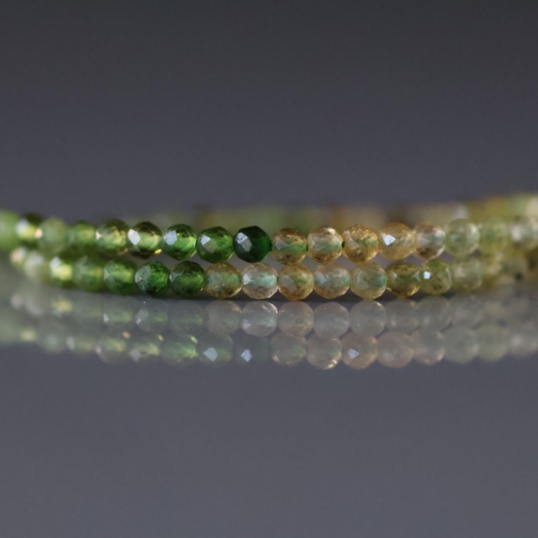 2mm Ombre Green and Yellow Tourmaline Beads - Tiny Faceted Round Natural Gemstone 15" Strand