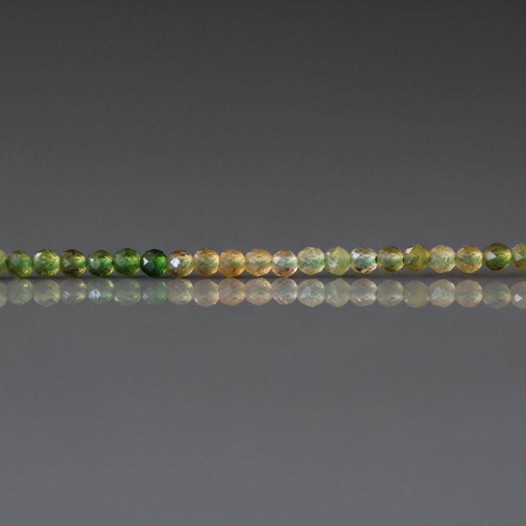 2mm Ombre Green and Yellow Tourmaline Beads - Tiny Faceted Round Natural Gemstone 15" Strand