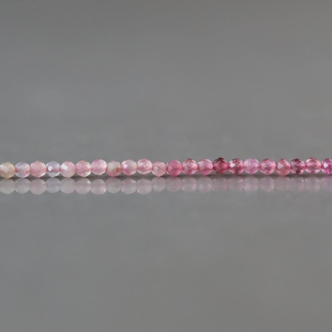 2mm Ombre Pink Tourmaline Micro Faceted Beads 15" Transparent Sparkly Gemstone Beads for Jewelry Making Beading Gift October Birthstone