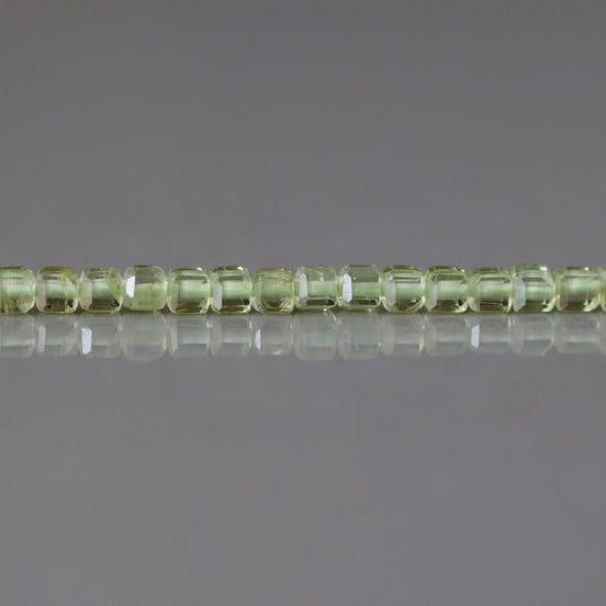 2mm Peridot Beads – Tiny Faceted Cube Natural Gemstone 15" Strand
