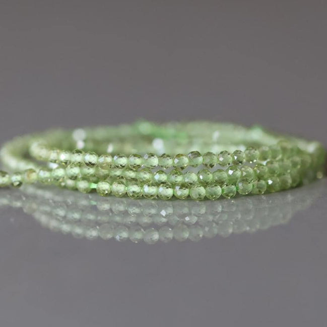2mm Peridot Faceted Beads Strand 15" Transparent Green Gemstone Beads for Jewelry Making Beading Craft Gift August Birthstone Beads