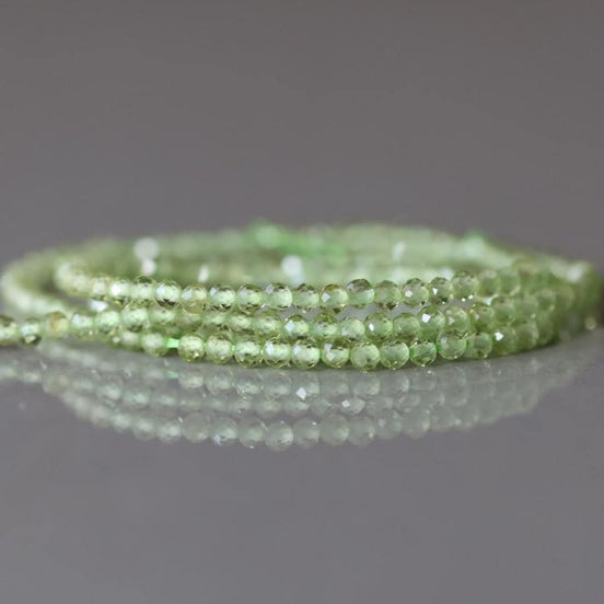 2mm Peridot Faceted Beads Strand 15" Transparent Green Gemstone Beads for Jewelry Making Beading Craft Gift August Birthstone Beads