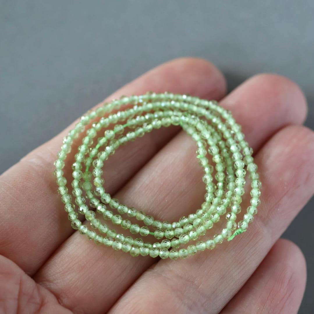 2mm Peridot Beads – Tiny Faceted Round Natural Gemstone 15" Strand