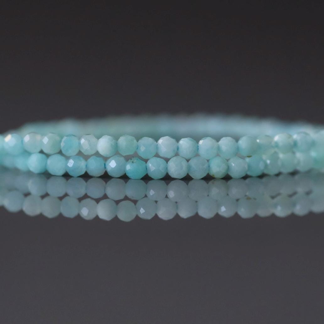 2mm Peruvian Amazonite Faceted Beads 15" Pastel Blue amazonite Genuine Gemstone Beads for Jewelry Making Beading Craft Gift Beads