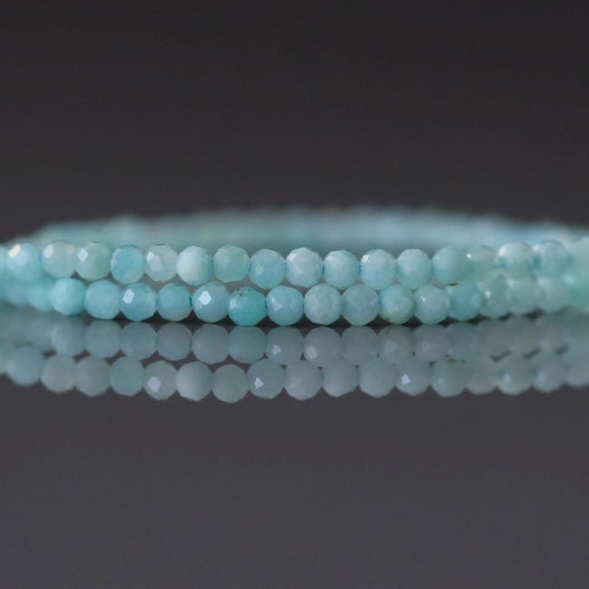 2mm Peruvian Amazonite Faceted Beads 15" Pastel Blue amazonite Genuine Gemstone Beads for Jewelry Making Beading Craft Gift Beads