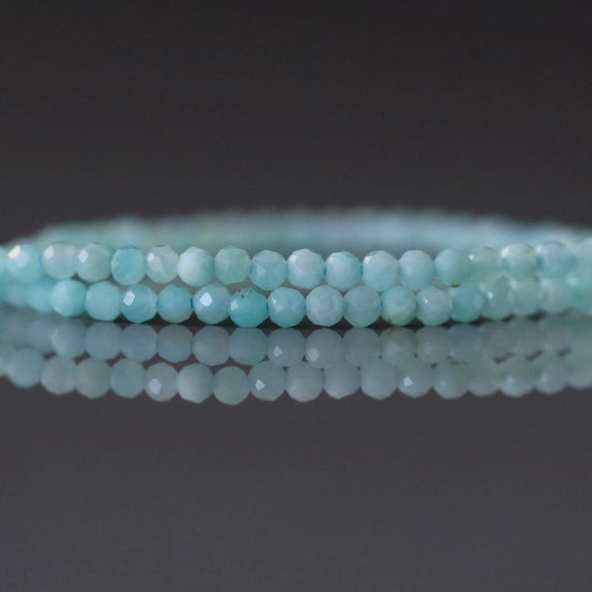 2mm Peruvian Amazonite Beads - Tiny Faceted Round Natural Gemstone 15" Strand